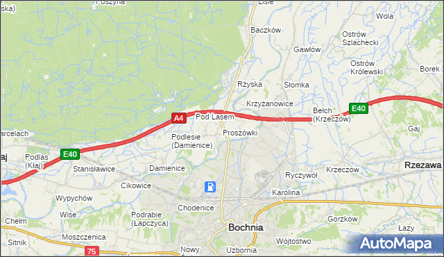 mapa Proszówki, Proszówki na mapie Targeo