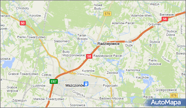 mapa Radziejowice-Parcel, Radziejowice-Parcel na mapie Targeo