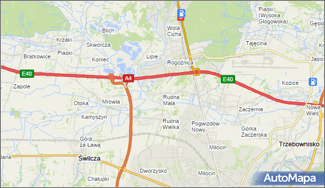 mapa Rudna Mała gmina Głogów Małopolski, Rudna Mała gmina Głogów Małopolski na mapie Targeo