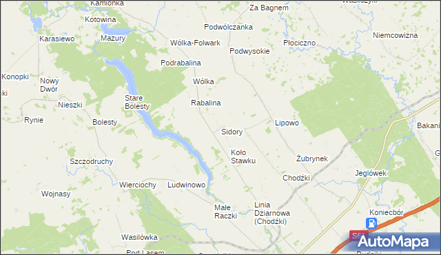 mapa Sidory gmina Raczki, Sidory gmina Raczki na mapie Targeo