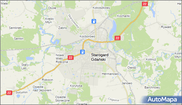 mapa Starogard Gdański, Starogard Gdański na mapie Targeo