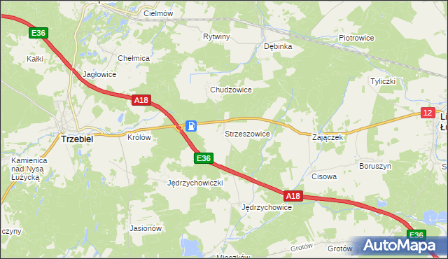 mapa Strzeszowice, Strzeszowice na mapie Targeo