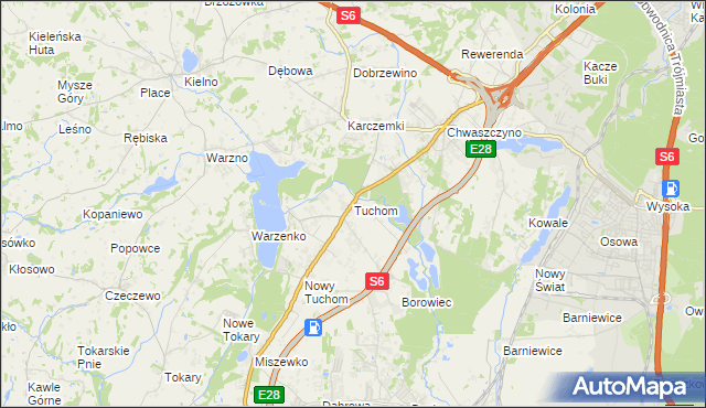 mapa Tuchom, Tuchom na mapie Targeo