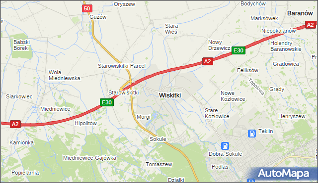 mapa Wiskitki, Wiskitki na mapie Targeo