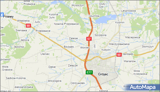 mapa Worów, Worów na mapie Targeo