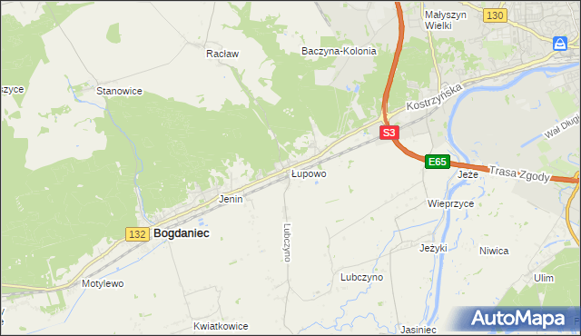 mapa Łupowo gmina Bogdaniec, Łupowo gmina Bogdaniec na mapie Targeo