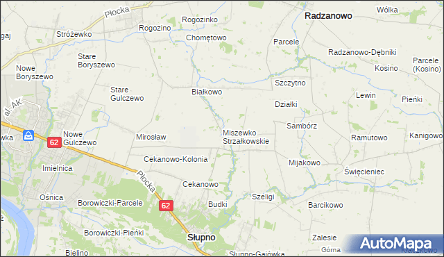 mapa Miszewko Strzałkowskie, Miszewko Strzałkowskie na mapie Targeo