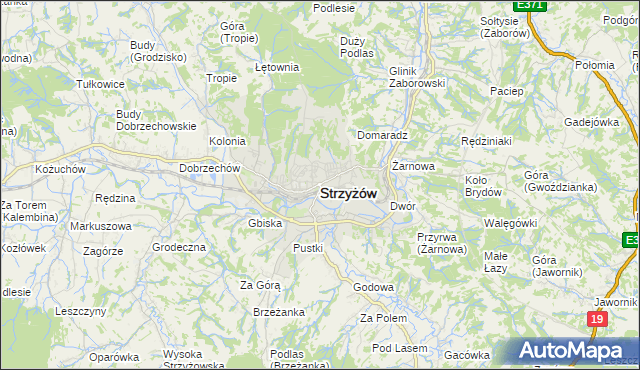 mapa Strzyżów, Strzyżów na mapie Targeo