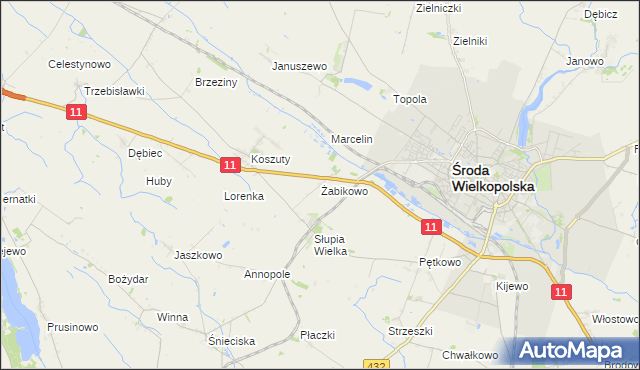 mapa Żabikowo, Żabikowo na mapie Targeo