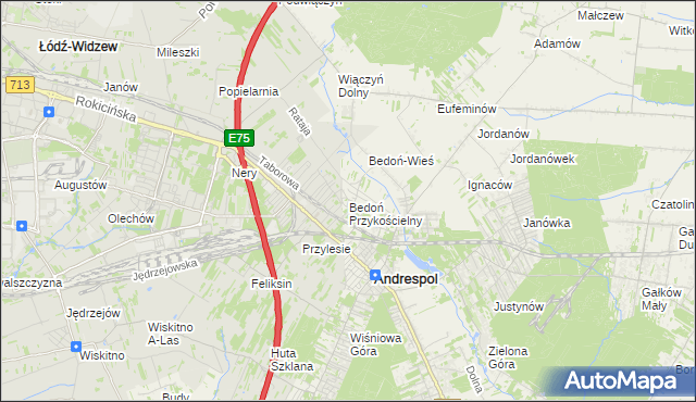 mapa Bedoń Przykościelny, Bedoń Przykościelny na mapie Targeo