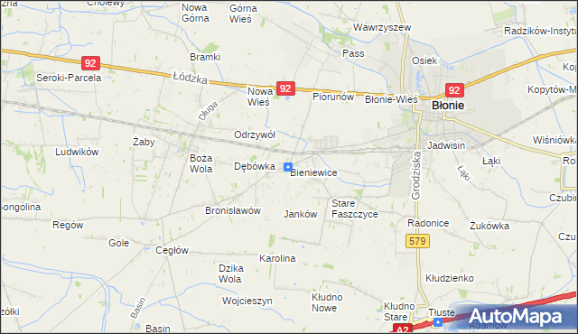 mapa Bieniewice, Bieniewice na mapie Targeo