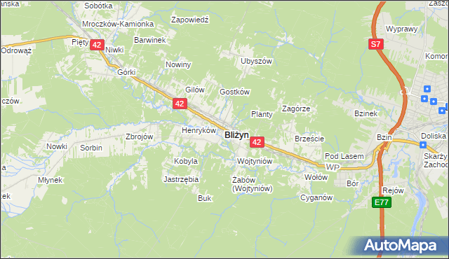 mapa Bliżyn, Bliżyn na mapie Targeo