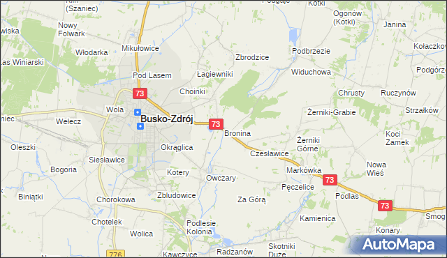 mapa Bronina, Bronina na mapie Targeo