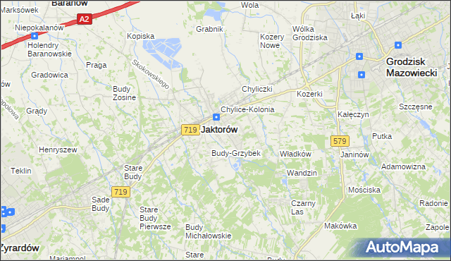 mapa Chylice gmina Jaktorów, Chylice gmina Jaktorów na mapie Targeo