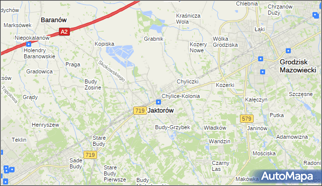 mapa Chylice-Kolonia, Chylice-Kolonia na mapie Targeo