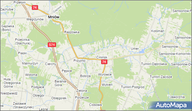 mapa Ćmińsk, Ćmińsk na mapie Targeo