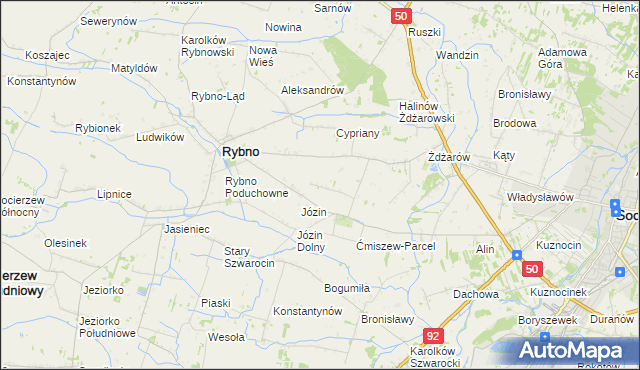 mapa Ćmiszew Rybnowski, Ćmiszew Rybnowski na mapie Targeo