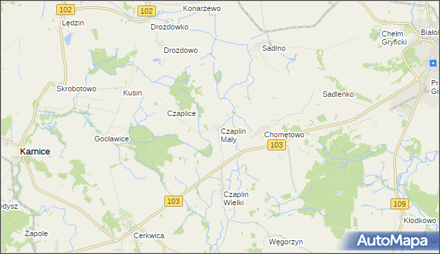 mapa Czaplin Mały, Czaplin Mały na mapie Targeo