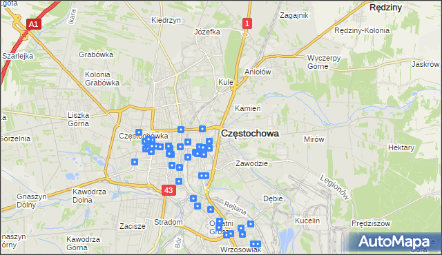 mapa Częstochowy, Częstochowa na mapie Targeo