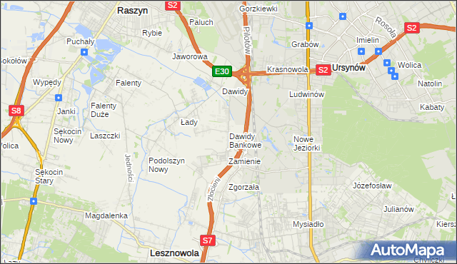 mapa Dawidy Bankowe, Dawidy Bankowe na mapie Targeo