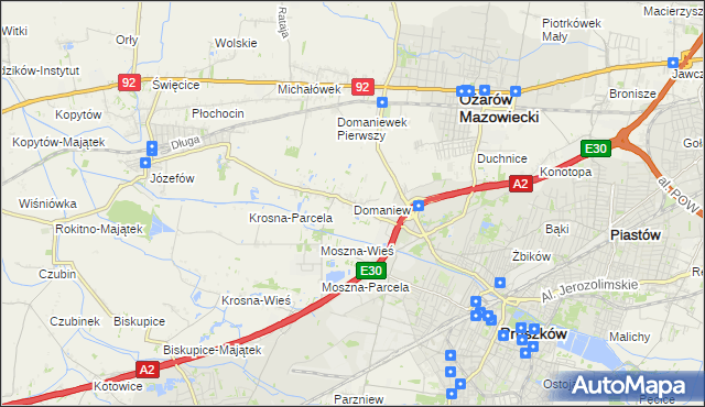 mapa Domaniew gmina Brwinów, Domaniew gmina Brwinów na mapie Targeo