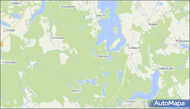 mapa Drzeńsko gmina Ostrowice, Drzeńsko gmina Ostrowice na mapie Targeo