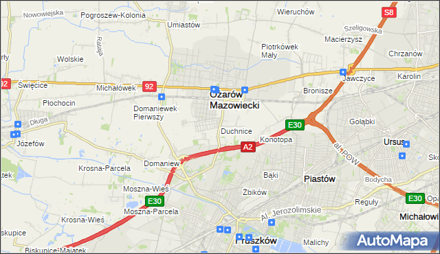 mapa Duchnice, Duchnice na mapie Targeo