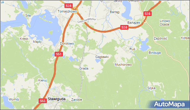 mapa Gągławki, Gągławki na mapie Targeo