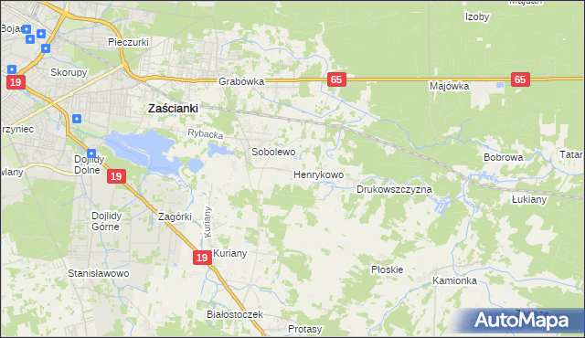 mapa Henrykowo gmina Supraśl, Henrykowo gmina Supraśl na mapie Targeo