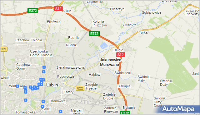 mapa Jakubowice Murowane, Jakubowice Murowane na mapie Targeo