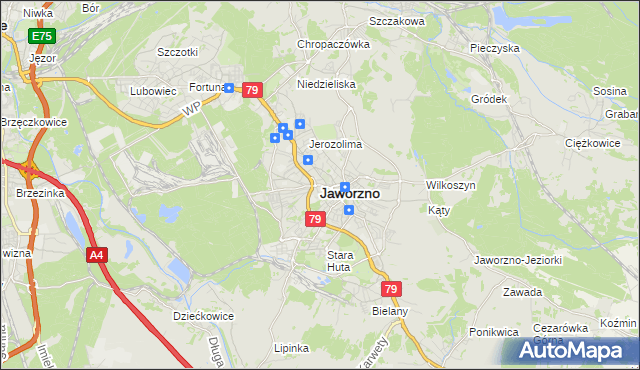 mapa Jaworzno, Jaworzno na mapie Targeo