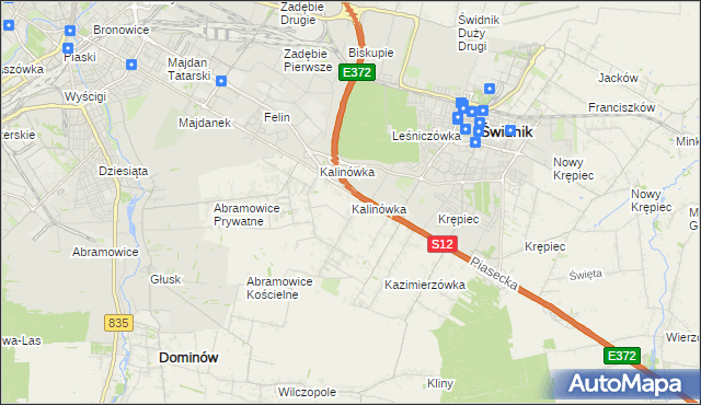 mapa Kalinówka gmina Głusk, Kalinówka gmina Głusk na mapie Targeo