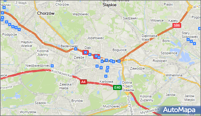 mapa Katowic, Katowice na mapie Targeo