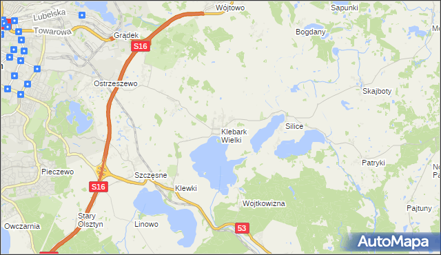 mapa Klebark Wielki, Klebark Wielki na mapie Targeo