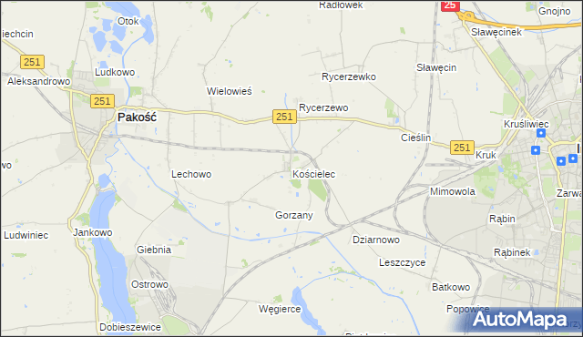 mapa Kościelec gmina Pakość, Kościelec gmina Pakość na mapie Targeo