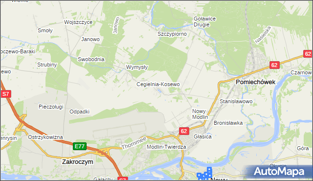 mapa Kosewo gmina Pomiechówek, Kosewo gmina Pomiechówek na mapie Targeo