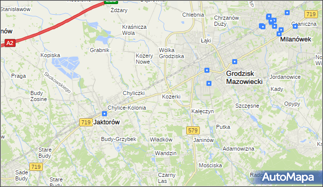 mapa Kozerki, Kozerki na mapie Targeo