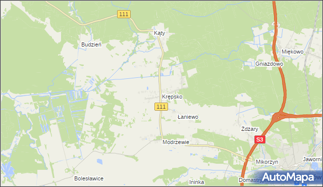 mapa Krępsko gmina Goleniów, Krępsko gmina Goleniów na mapie Targeo