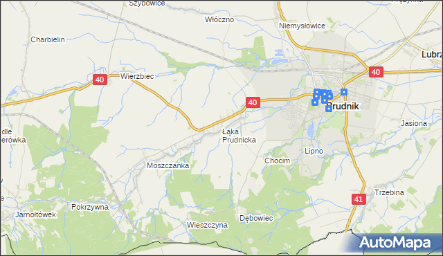 mapa Łąka Prudnicka, Łąka Prudnicka na mapie Targeo