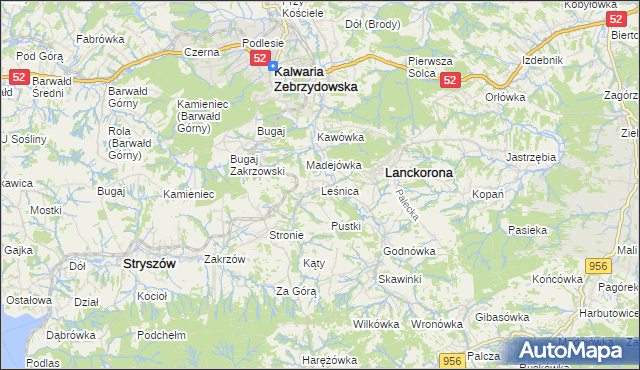 mapa Leśnica gmina Stryszów, Leśnica gmina Stryszów na mapie Targeo