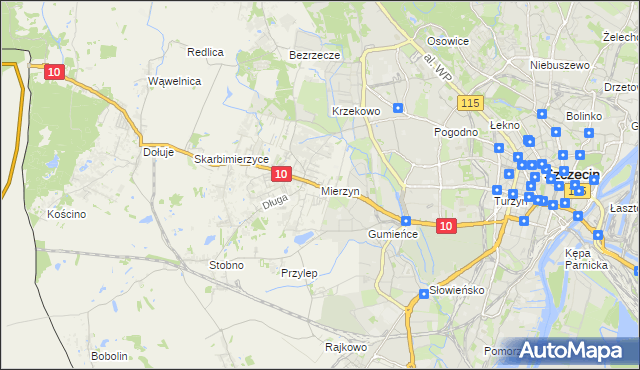 mapa Mierzyn gmina Dobra (Szczecińska), Mierzyn gmina Dobra (Szczecińska) na mapie Targeo