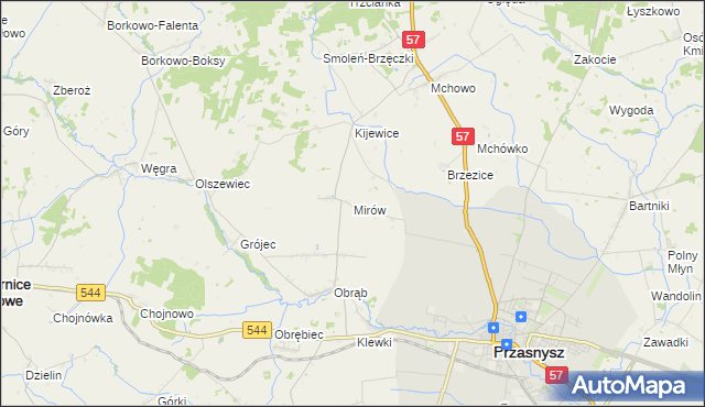 mapa Mirów gmina Przasnysz, Mirów gmina Przasnysz na mapie Targeo