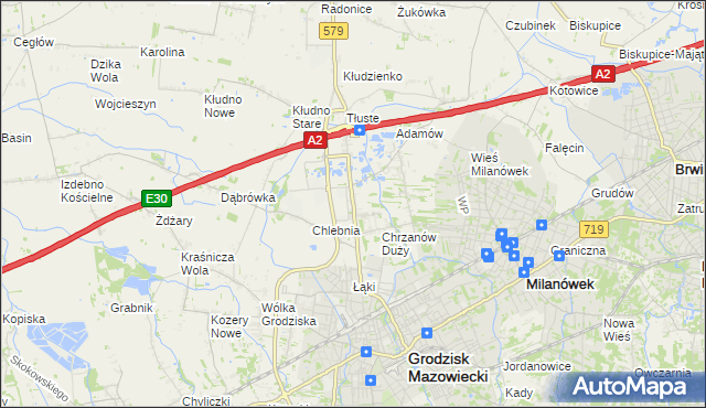 mapa Natolin gmina Grodzisk Mazowiecki, Natolin gmina Grodzisk Mazowiecki na mapie Targeo