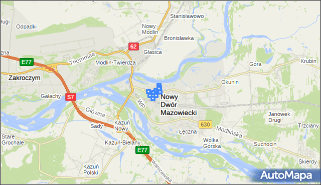 mapa Nowy Dwór Mazowiecki, Nowy Dwór Mazowiecki na mapie Targeo