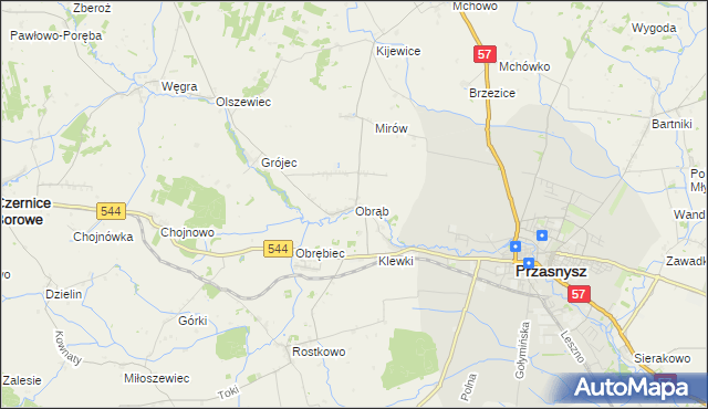 mapa Obrąb gmina Przasnysz, Obrąb gmina Przasnysz na mapie Targeo