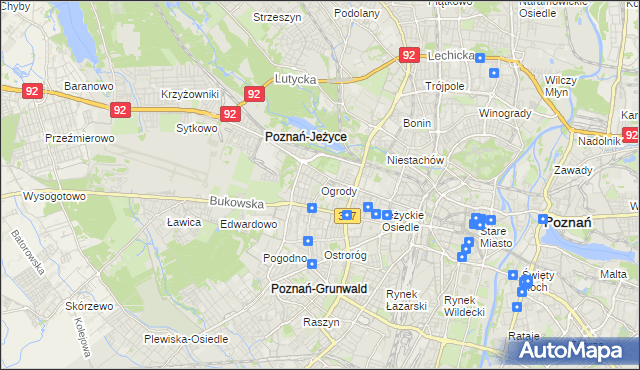 mapa Ogrody gmina Poznań, Ogrody gmina Poznań na mapie Targeo
