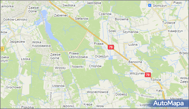 mapa Orzeszyn, Orzeszyn na mapie Targeo