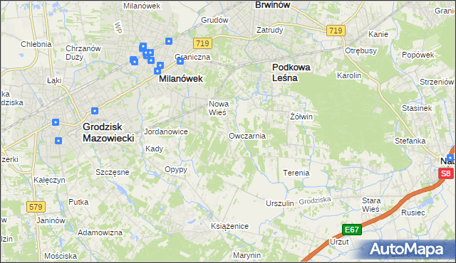 mapa Owczarnia gmina Brwinów, Owczarnia gmina Brwinów na mapie Targeo