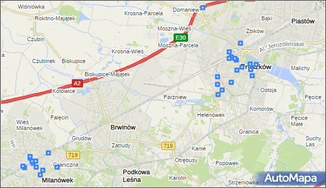 mapa Parzniew, Parzniew na mapie Targeo