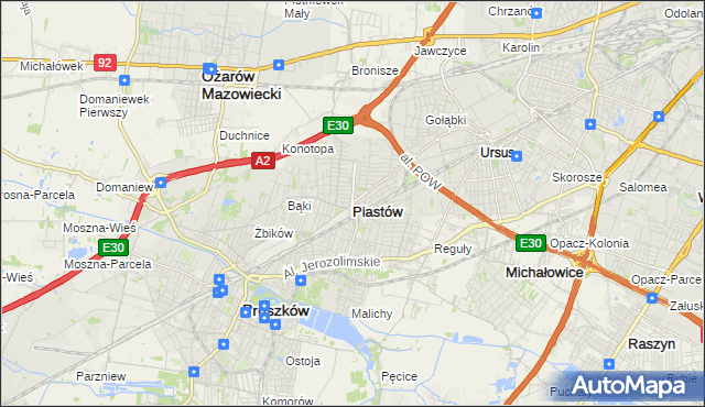 mapa Piastów powiat pruszkowski, Piastów powiat pruszkowski na mapie Targeo